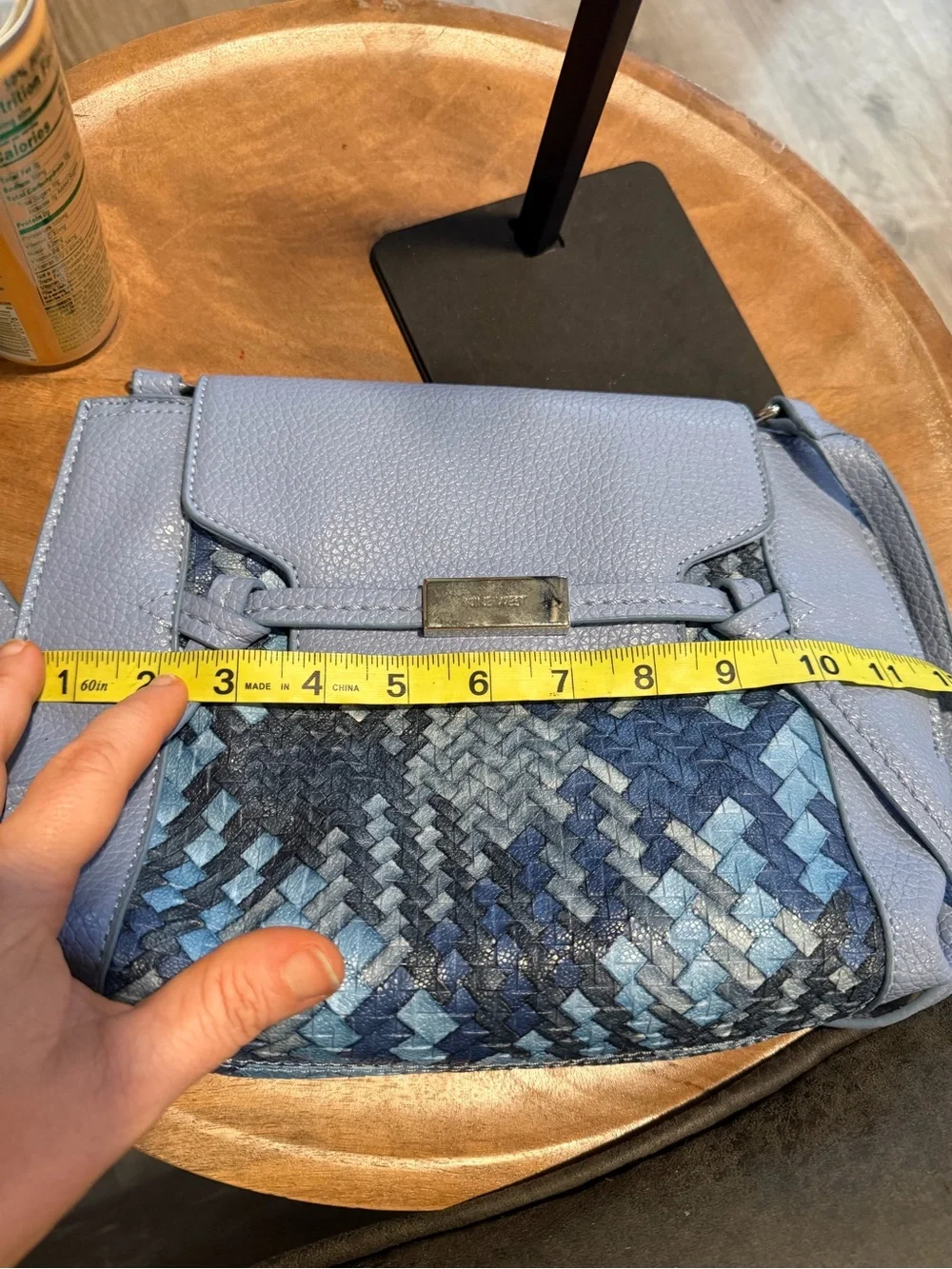 Nine West Light Blue Woven Accent Crossbody